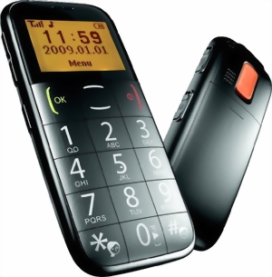 Seniorenhandy Deluxe groeTasten Ergonomie Mobiltelefon SOS/LED/DUAL SIM/SCHWARZ